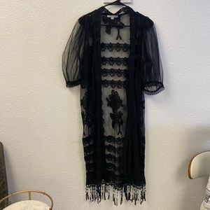Black Embroidered Duster